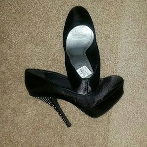 Black satin stylish heels